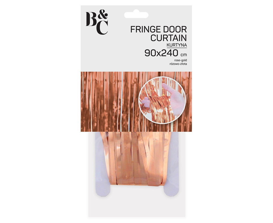 Fringe Door Curtain, rose-gold, 90x240 cm